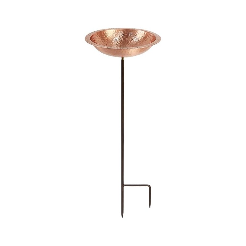 Prime Retreat Hammered Copper Bird Bath with Stake and Solar