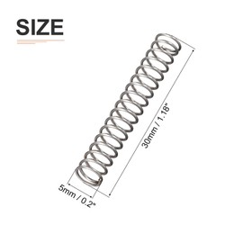 DTGN 0.5x5x30mm(DxODxL) Compression Spring - 50Pack - Good for Machinery - Spring Steel Extension Spring - Gray