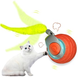 QXFE QXFE Interactive Cat Toy Ball for Indoor - Strong Driver for Endless Entertainment, Automatic Cat Toy for Indoor Cats, Enrichment and Interactive Cat Toys for Hours of Fun (Orange)