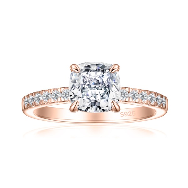 JALOKIVI 1.2CT 925 Sterling Silver Engagement Rings for Women Cushion