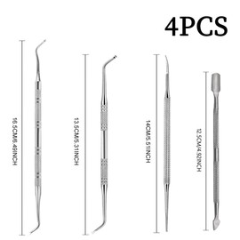 FDCGAS Foot Care Set - Set of 4 Double Head Nail Pickers, Single Head Nail Picker, Double Head Nail File, Manicure Pusher Foot Care Stainless Steel Professional Manicure & Pedicure Nail Care Set