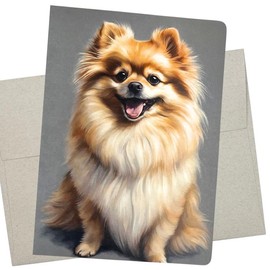 Whitman and Daughter Pomeranian Greeting Card (1 Premium Card, 5X7 Inch) dog card blank for every occasion like birthday, thank you, or thinking of you - 824