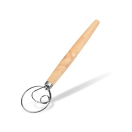 DS. DISTINCTIVE STYLE Danish Dough Whisk 13 Inch 304 Stainless Steel Sourdough Bread Whisk Wooden Handle Bread Whisking Tool, Dough Mixer for Baking Bread, Eggs and Peanut Butter