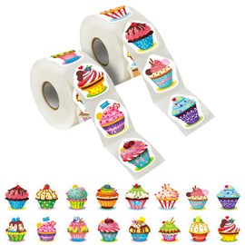 600 Pcs Cupcake Party Decoration Teacher Reward Encouragement Motivational Sticker Mega Pack 16 Designs with Perforation Line (Each Measures 1.5" in Diameter)