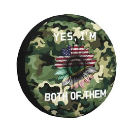 Yes, I'm Both of Them Saint Kitts and Nevis USA America Flag Tire Cover Waterproof Wheel Cover for SUV Truck Trailer Camper Rv 16 in