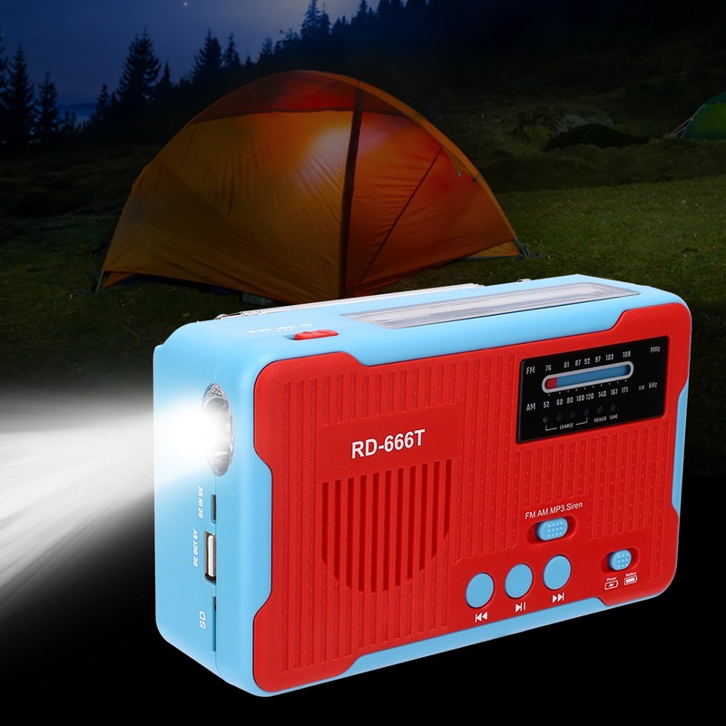 RD-666T Portable Solar Powered Emergency Hand Crank AM FM Radio