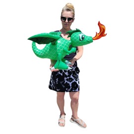Large Fire Breathing Green Inflatable 30" Dragons (1 Pack) Flying, Hanging and Free Self Standing Perfect Decoration for King Throne Castle Game Theme Birthday Party. (1)
