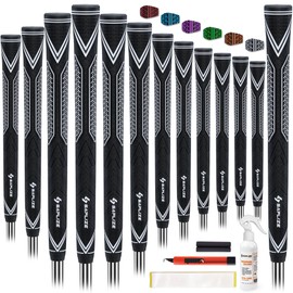 SAPLIZE High-performance Rubber Golf Grips 13 Pack, High Shock Absorption, Non-slip, Choose from 13 Grips with 15 Tapes or Full Kits,, Available in Standard/Mid/Jumbo Sizes, CC10 Series