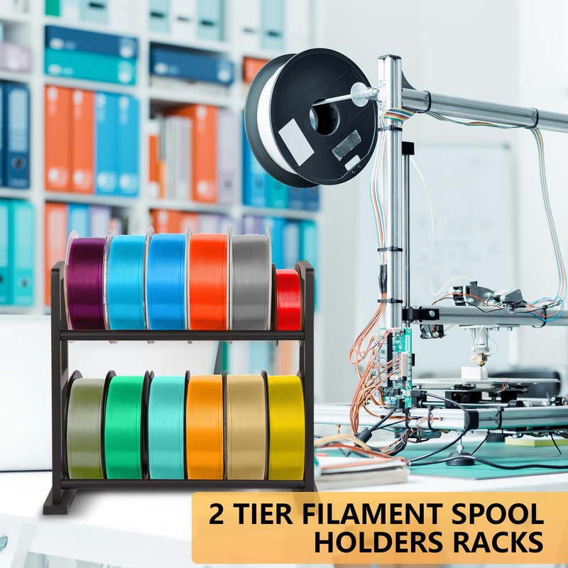 Onemacc 3D Printer Filament Storage Rack Desktop, Wooden 3D Printer