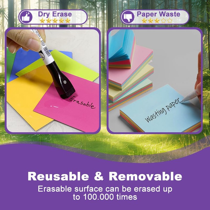 Reusable Magnetic Sticky Notes – 30 Pack 3x3 Dry Erase