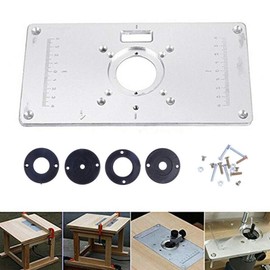 Aluminum Router Table Insert Plate, Cladding Router Table Top Woodworking Flip Cutting Board with 4 Rings and Mounting Screws for Woodworking