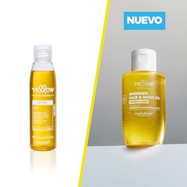 YELLOW PROFESSIONAL HYDRA CARE SHIMMER HAIR  BODY OIL 100 ml Aceite hidratante iluminador para todo tipo de cabello POTENCIADO CON LUMITECH  TAMARIND 