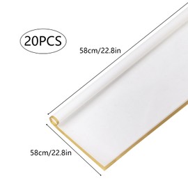 20 Sheets Waterproof Flower Wrapping Paper, White Bouquet Floral Wrapping Paper with Ribbons, Cards, Butterfly Decorations for Flower Gift Wrapping(White)