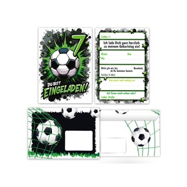12 Invitations for 7th Children's Birthday Boys Football Children Cool Colourful Invitations Seventh Birthday Invitations Kids Includes 12 Envelopes, 12 Bags, 12 Stickers