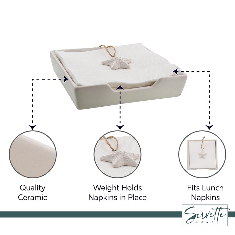 Salt and Pepper Shaker Ceramic Stovetop Set with Napkin Holder