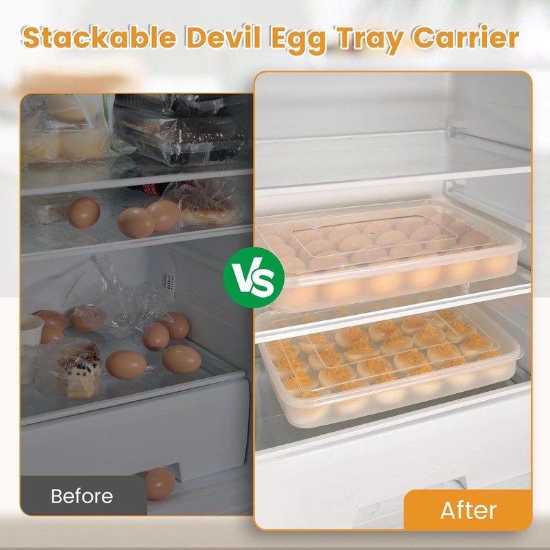 HANSGO Deviled Egg Containers with Lid, Set of 2, Plastic