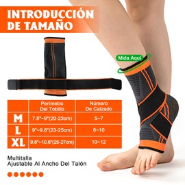YINGDIHUT 1 Par Ajustable Tobillera para Esguince Ortopédica, Tobilleras Deportivas de Compresión, Esguinces Antideslizante Soporte de Tobillo Súper Elástico Transpirable，para Fitness、Tensión en el Tobillo (Naranja-XL)