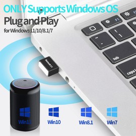 Adattatore Bluetooth 5.4 USB via PC, USB Dongle Adattatore Bluetooth Stick (EDR & BLE) via PC Laptop Desktop Computer, Supports Windows 11/10/8.1/7