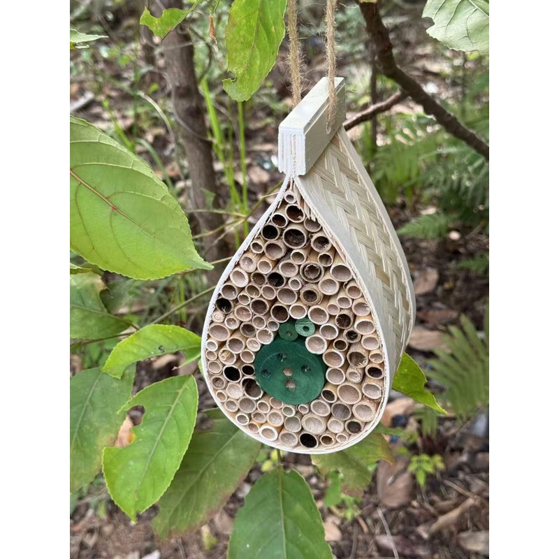 Mason Bee House, Pollinating Palace，Hanging Wooden bee House Habitat with