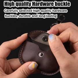 Protective case for AirPods 4 Case, for Airpods 4rd Leather Portable Protective Case Cover with Keychain Loss Prevention Clip Supports Wireless Charging Compatible with AirPods 4 (Front LED Visible)