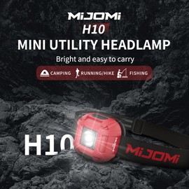 MIJOMI Mini Rechargeable Headlamp, 320 Lumen, IPX4 Waterproof, 3 Modes with Adjustable Headstrap for Running Hiking Cycling Repairing Work