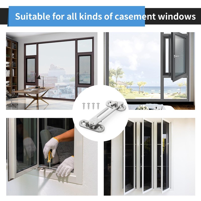 4 Pairs Window Restrictors Locks, 304 Stainless Steel Window Safety