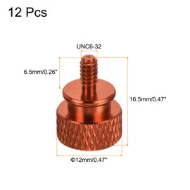sourcing map 12pcs UNC6-32x6.5mm Knurled Thumb Screw Computer Case Threaded Hand Tighten Screws Aluminum Alloy for PC Case, Champagne