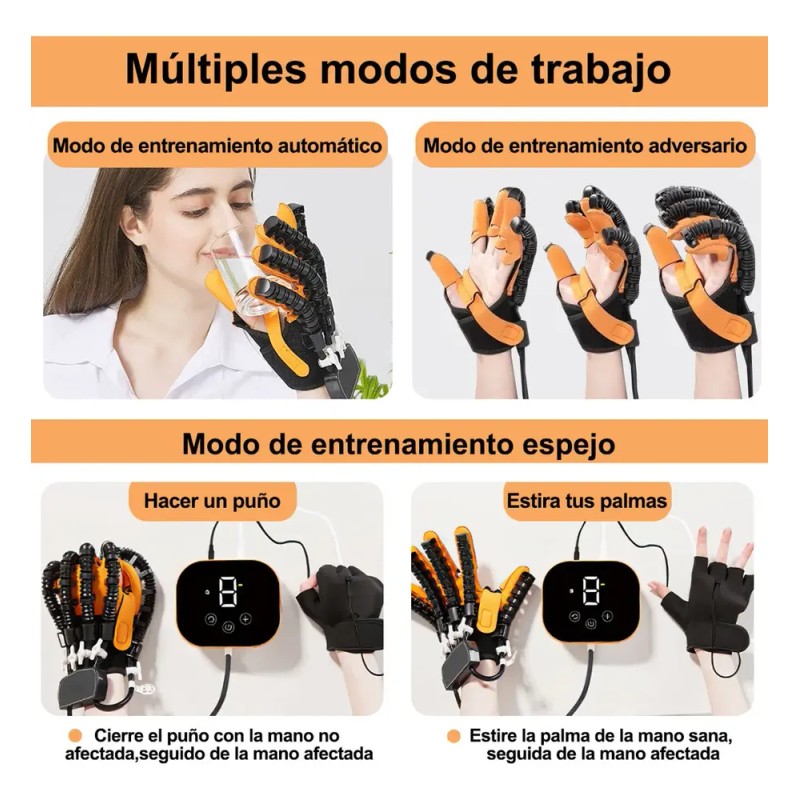 Guantes De Robot Rehabilitación Manos Entrenador Ejercicio Color Orange Left