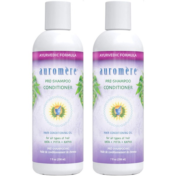 Auromere Ayurvedic Pre-Shampoo Conditioner - Vegan, Cruelty Free, Natural, Non GMO, Moisturizing, Paraben Free, Sulfate Free, All Natural Hair Conditioning Oil for All Types of Hair (7 fl oz), 2 pack