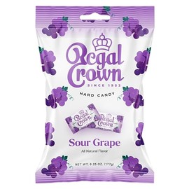 Regal Crown Sour Grape, 6.25 Ounce Bag (Pack of 1), Individually Wrapped Hard Sour Candy, The Hampton Candy Company