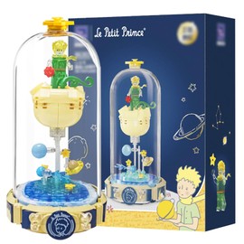 Bocguy Building Block Set Little Prince, Little Prince and Rose Building Blocks with Transparent Dust Cover, Building Block Gift for Mother's Day, Christmas, New Year (Companionship on the Planet)