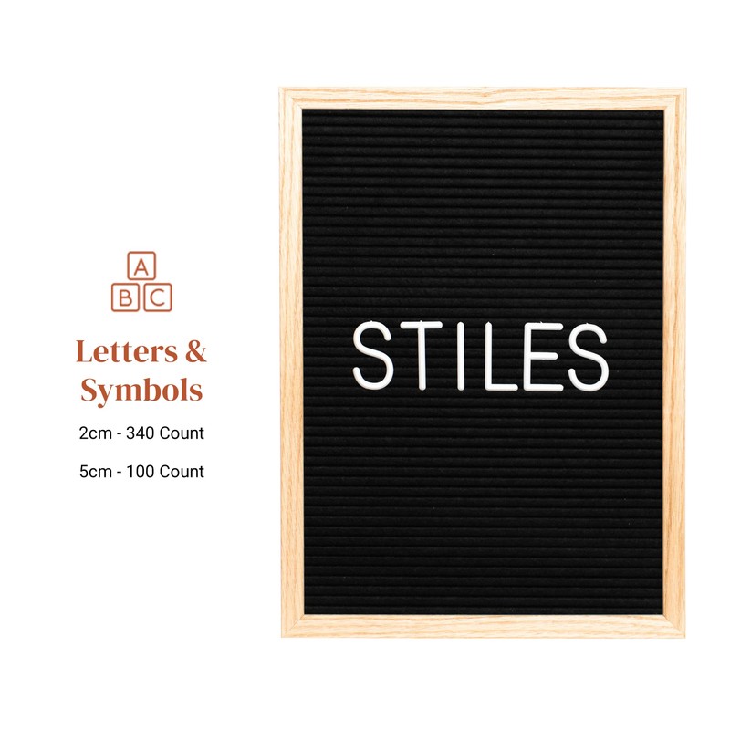 Stiles 12"x16" Felt Letter Board Sign Set, With 440 Plastic