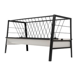 HECASA Livestock 2-in-1 Hay & Grain Feeder Storage and Dispensing Feed Pan 55 Gallon Capacity Livestock Hay Feeders for Goats, Sheep, Horses Steel Powder Coated Black