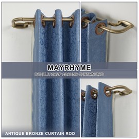 Double Curtain Rods Antique Bronze,Room Darkening Curtain Rod for 72-144 Inches,Adjustable 3/4 Inches Front and 5/8 Inches Back Quality Metal Window Curtain Rod,Wrap Around Design