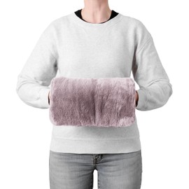 Brookstone Faux Fur Hand Warmer | Soothe Cold Hand Muff with Microwavable Gel Pack for Long Lasting Heat | Cozy Sherpa & Plush Lining for Ultimate Comfort | Hand Muffs for Women & Men | Pink