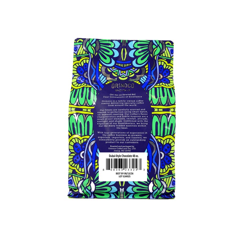 Orinoco Dubai-Style Chocolate Flavored Coffee 3lb bag, Light Roast, Ground