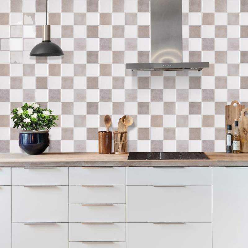 WalDecoo Square Tile Stick on for Kitchen, 3D Mosaic Tile