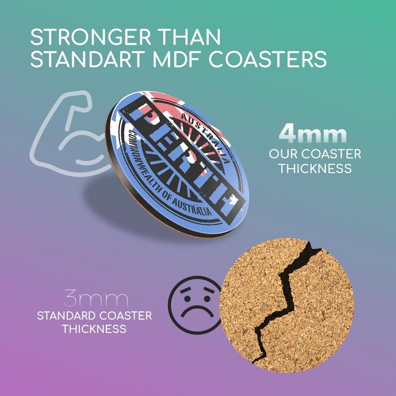1 x Round Coaster - Perth Australia Australian Flag Cork