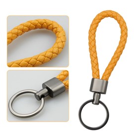 MytaYt Pack of 2 Car Keyrings Made of Braided Leather Braided Leather Key Fob Men Women for Moto Office Keys Black and Ochre 12 cm, Black and Ochre