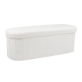 GLAXYFUR 43.3" Storage Ottoman Bench, Sherpa Foot Rest, Folding Storage Chest for Living Room, Bedroom, White
