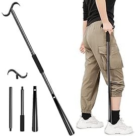 Schuhlöffel Extra Lang, 90cm Schuhanzieher Lang 3-in-1Schuhlöffel Lang Anziehhilfe & Sockenentferner von Schuhen und Kleidung im Sitzen oder Stehen für Herren Damen Kinder Senioren