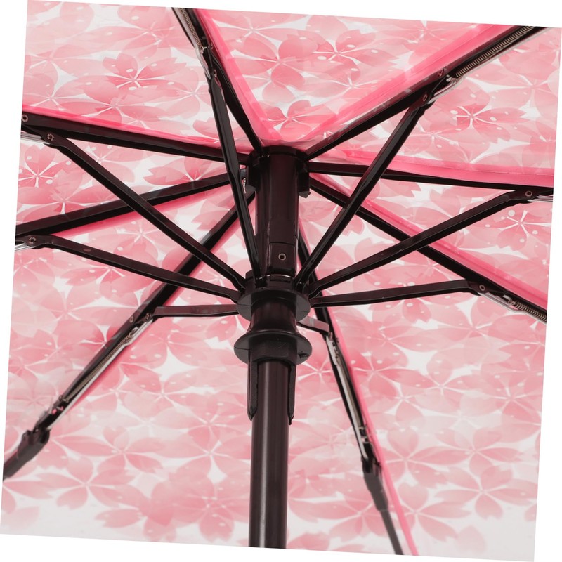 FOMIYES Cherry Blossom Transparent Umbrella Compact Fold Automatic Windproof Travel