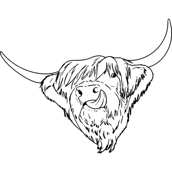 'Highland Cow Head' Rubber Stamp - Unmounted Design for Crafting