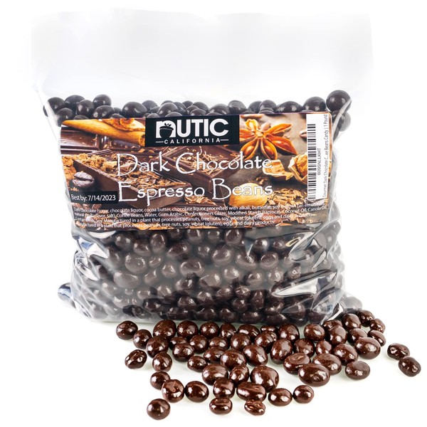 Gourmet Dark Chocolate Covered Espresso Beans | Roasted Chocolate Coffee Beans Candy | 1 Pound