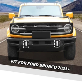 Jimen Fit for Ford Bronco 2021-2024, 2PCS Front Bumper Tow Hook Covers Protector Exterior Accessories (White)