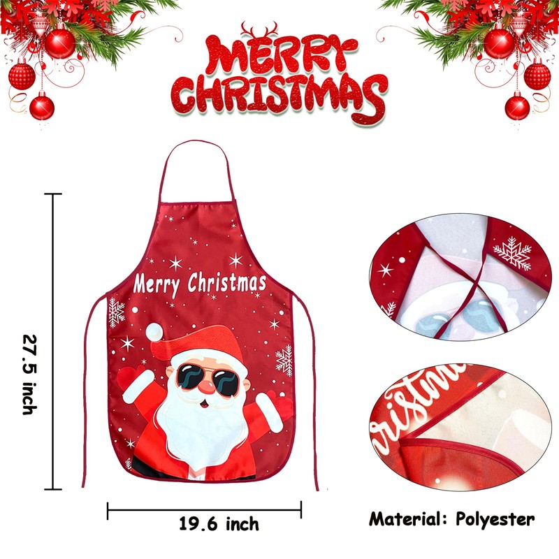 Qpout 2 Pack Christmas Aprons for Women Men, Funny Christmas