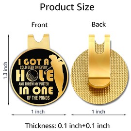 Hafhue I Got A Cold On Every Hole and Black Gold Golf Ball Marker with Hat Clip, Funny Golf Accessories and Golf Gifts for Men Dad Grandpa, Birthday for Golf Fan Golfer Golf Lovers