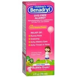 Benadryl Kids Allergy Dye-Free Liquid Bubble Gum 4oz