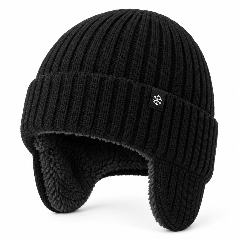 Winter Knit Hat with Ear Flaps for Men and Women