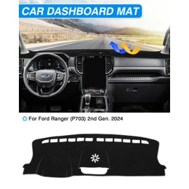 CARTIST Dash Cover Compatible with Ford Ranger 2024 2025 Dashboard Cover Mat for Ford Ranger Accessories Non-Slip Carpet Sunshield Glare UV Rays Protector